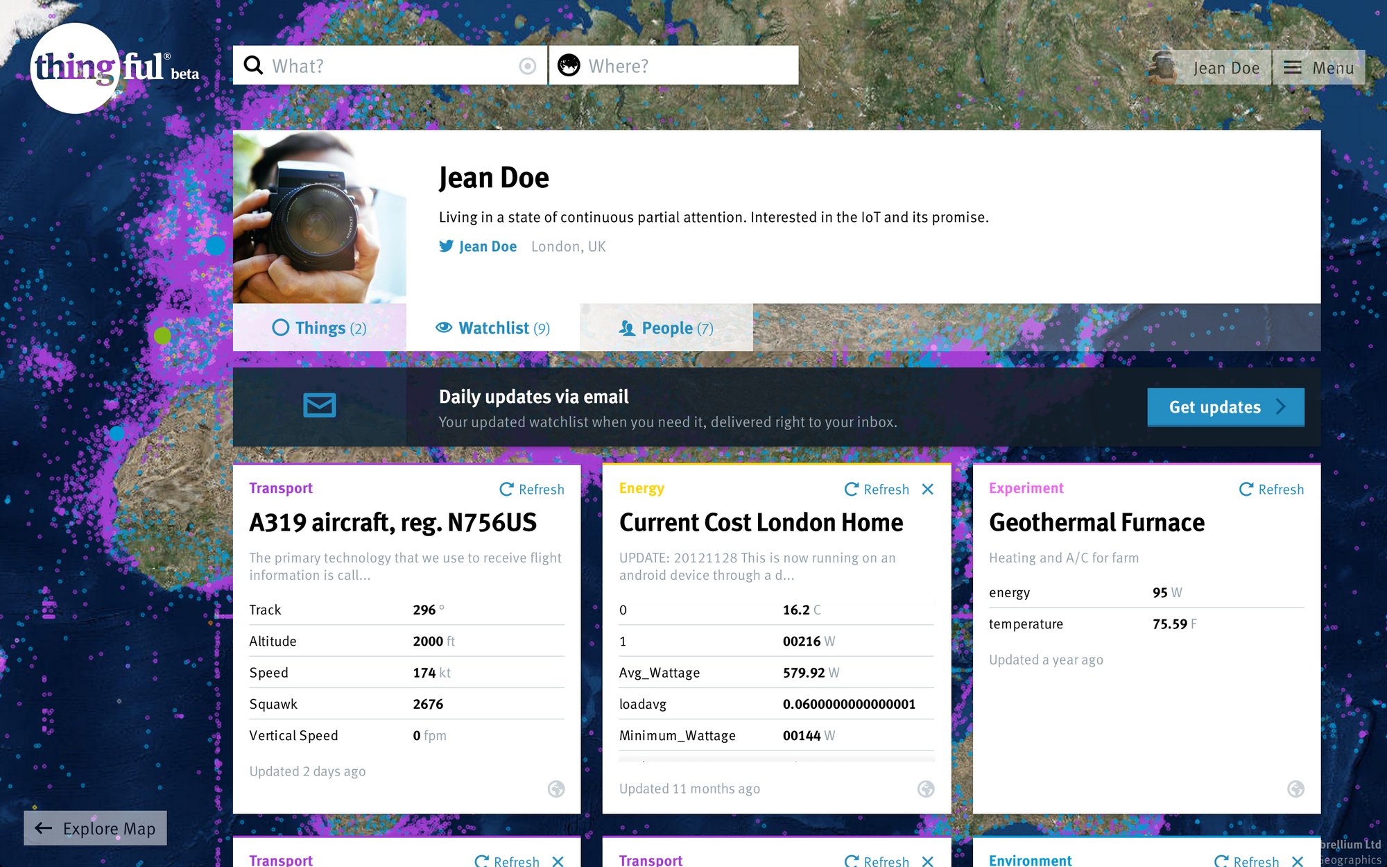 Add public data from connected objects to your watchlist